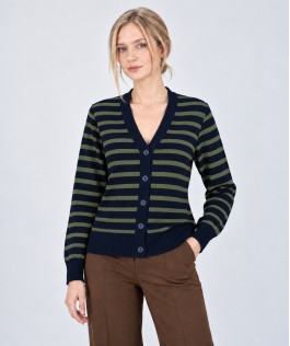 Jachetă navy/green olive din lână cu nasturi